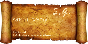 Sápi Géza névjegykártya